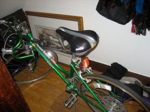 My bike in its closet, where it's spending too much time these days.